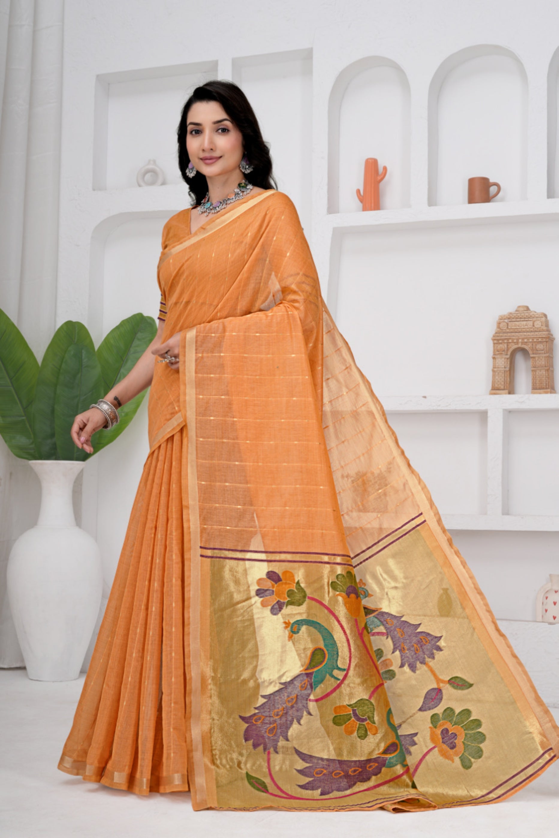 Saumyani Fashion Cotton Silk Jamdani saree Wedding Wear,Festival wear Saree For Women