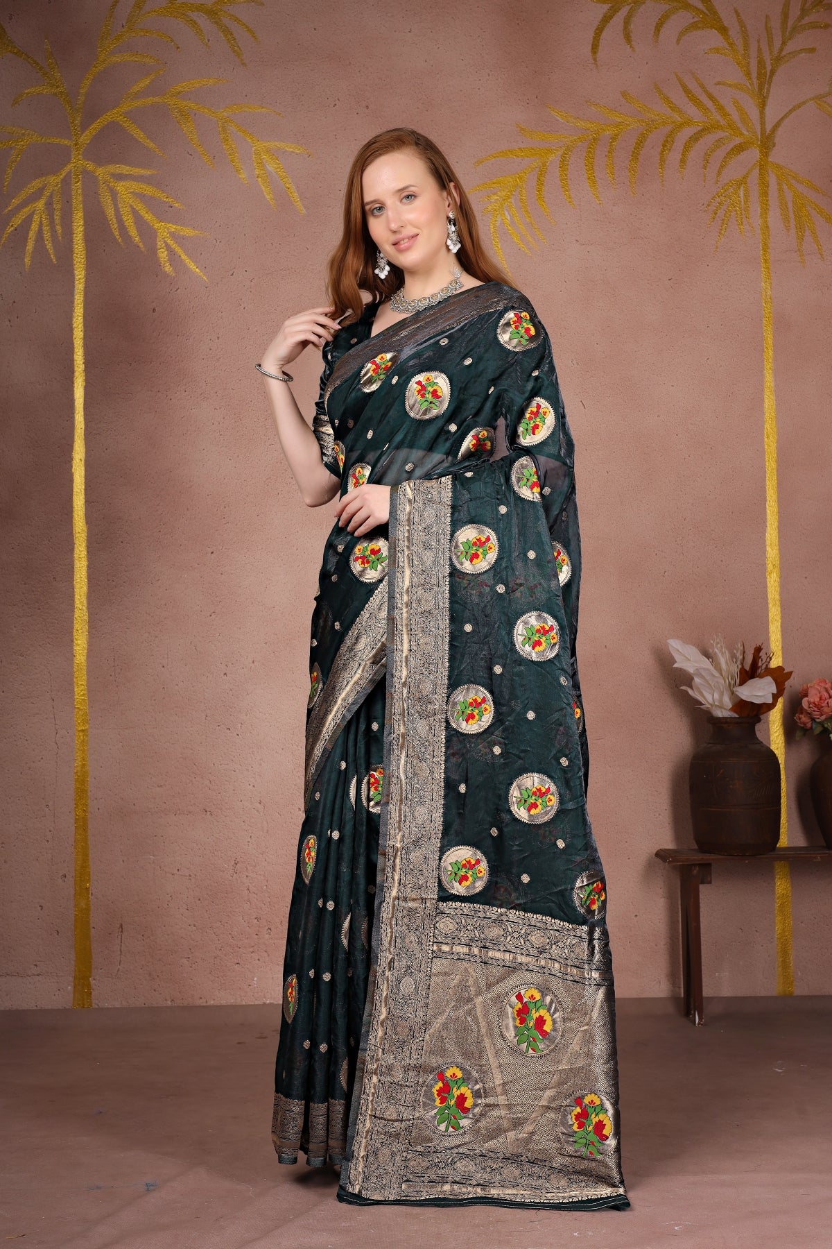 Saumyani Fashion Glow Tissue Silk Wedding Wear And Party Wear Saree For Women