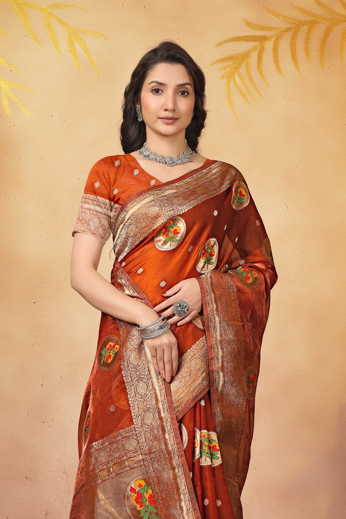 Saumyani Fashion Glow Tissue Silk Wedding Wear And Party Wear Saree For Women