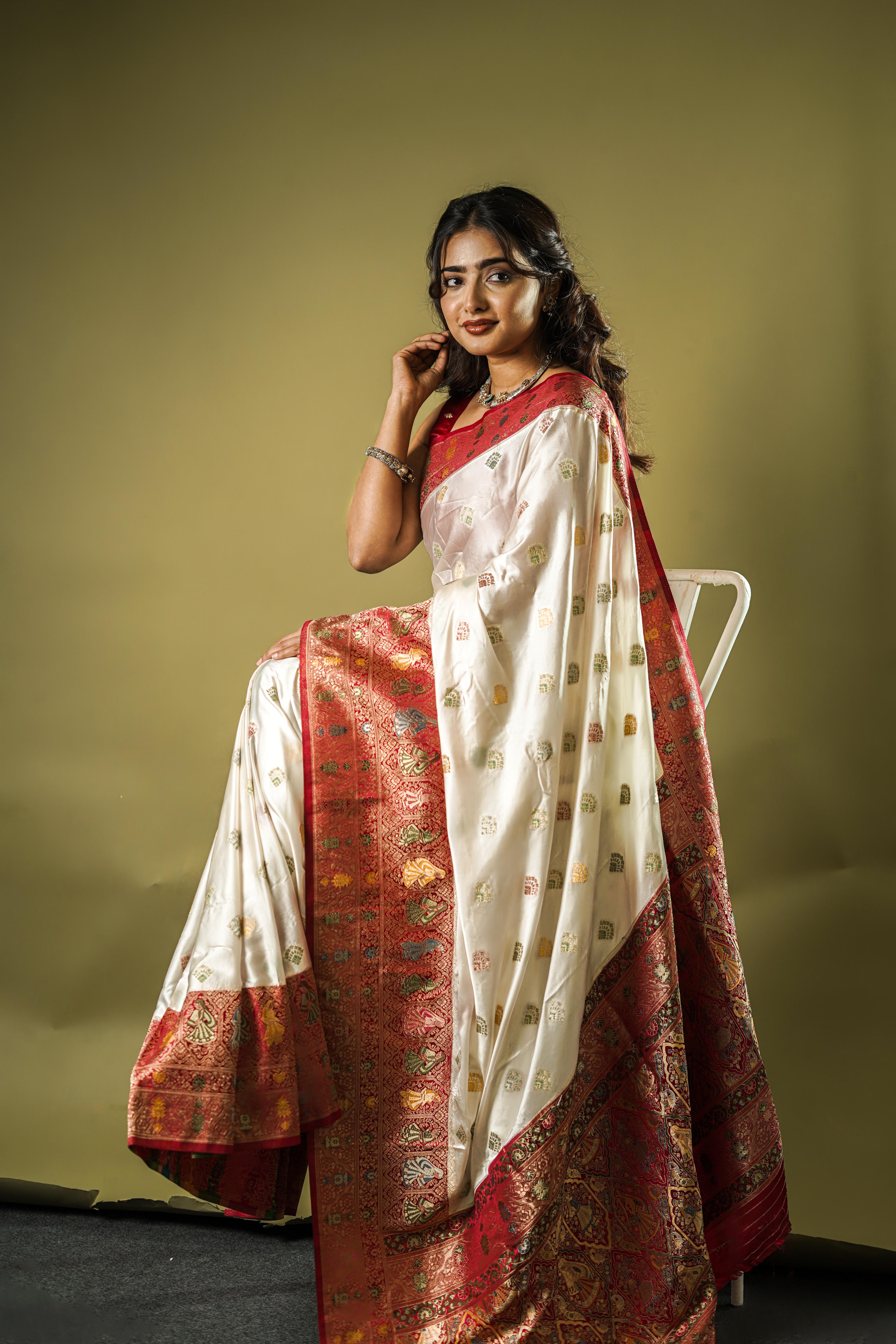 Saumyani Fashion Kanchipudi kalamkari kanjivaram silk Party Wear saree For Women