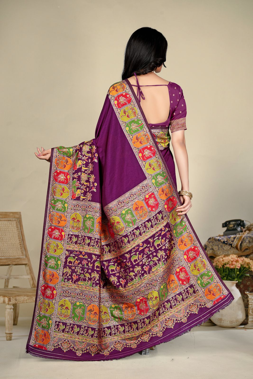 Saumyani Fashion Prihna Pushmina Silk Wedding Wear And Party Wear Saree For Women