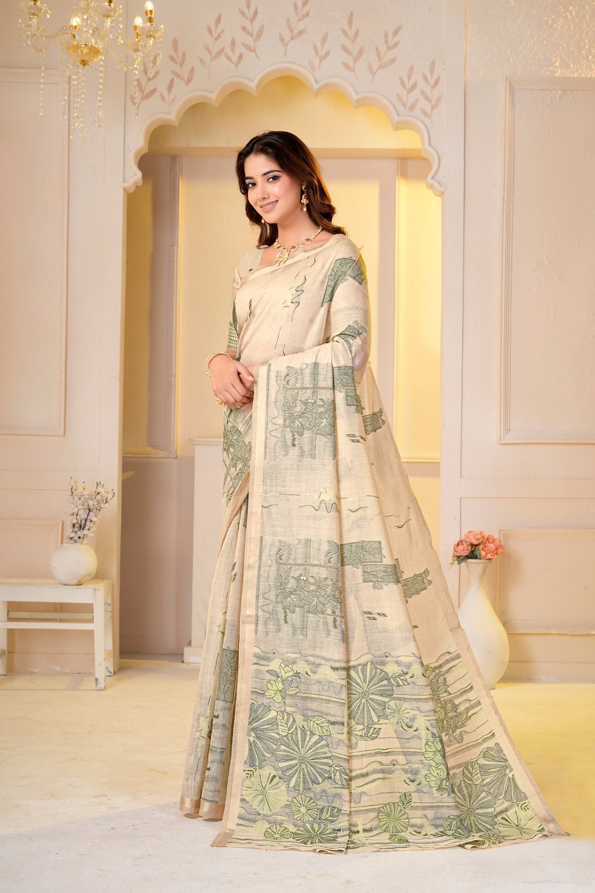 Saumyani Fashion Cotton Silk Green Fancy saree Wedding Wear,Festival wear Saree For Women