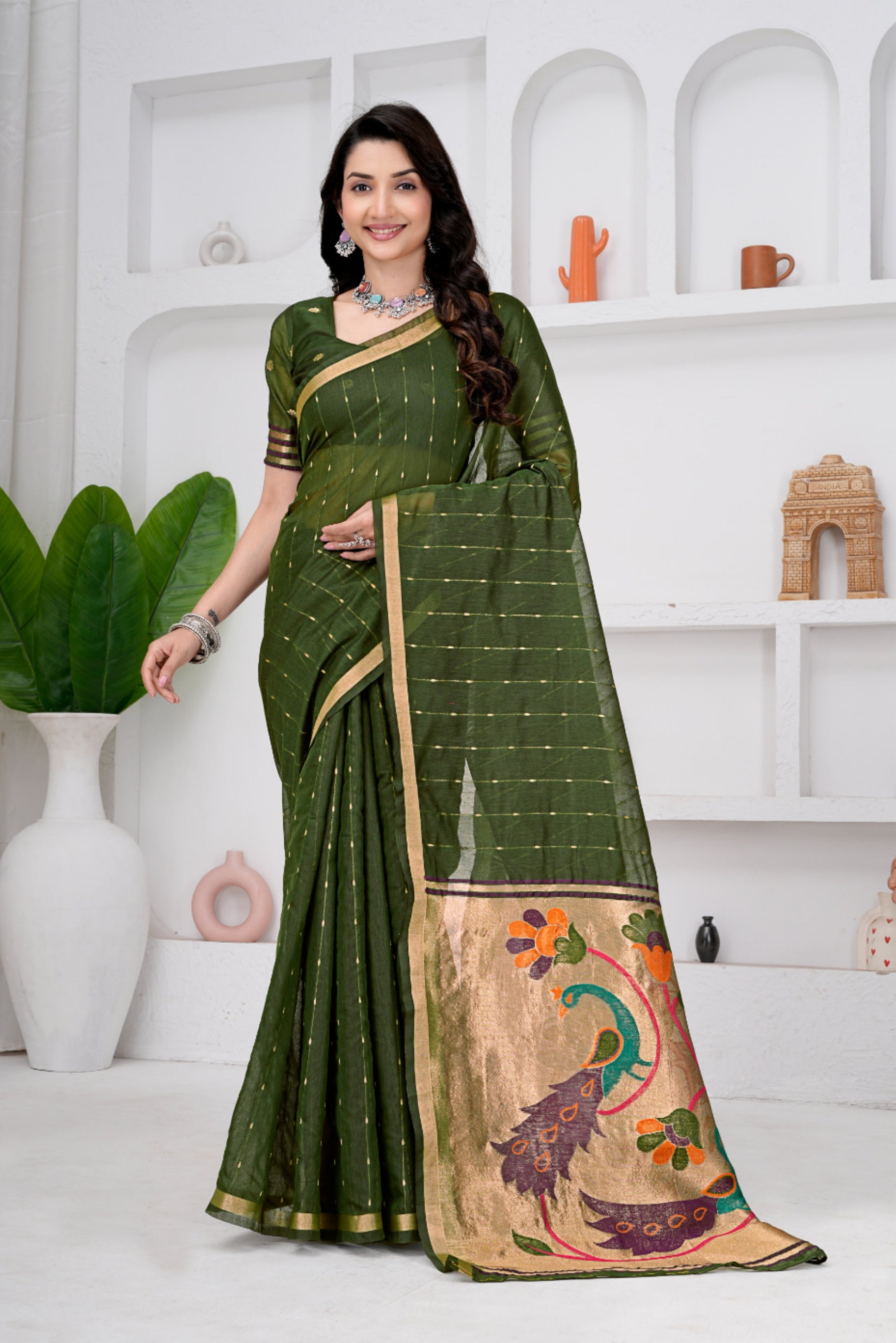 Saumyani Fashion Cotton Silk Jamdani saree Wedding Wear,Festival wear Saree For Women