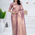 Saumyani Fashion Pink Kanjivaram Silk saree Wedding Wear,Festival wear Saree For Women