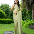 Saumyani Fashion Parrot Green Soft Silk saree Wedding Wear,Festival wear Saree For Women