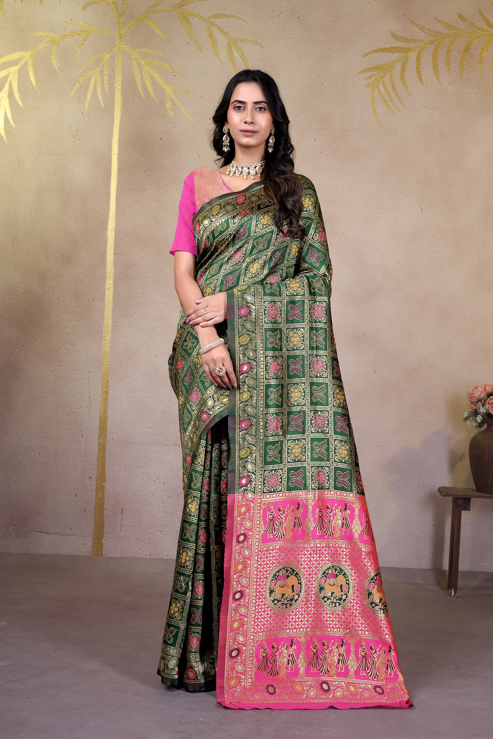 Saumyani Fashion Febiya Banarasi Cotton Silk Wedding Wear Saree For Women