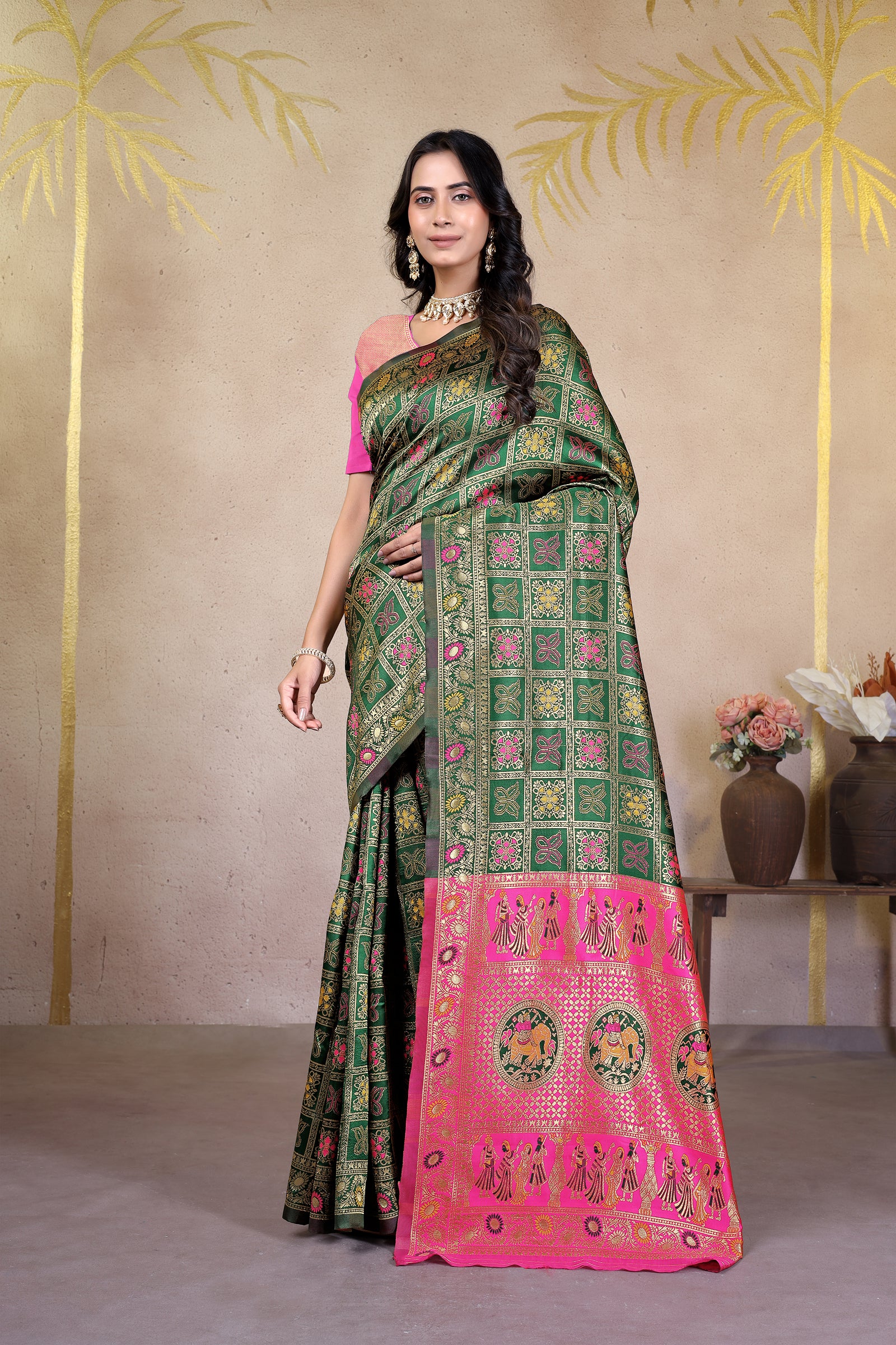 Saumyani Fashion Febiya Banarasi Cotton Silk Wedding Wear Saree For Women