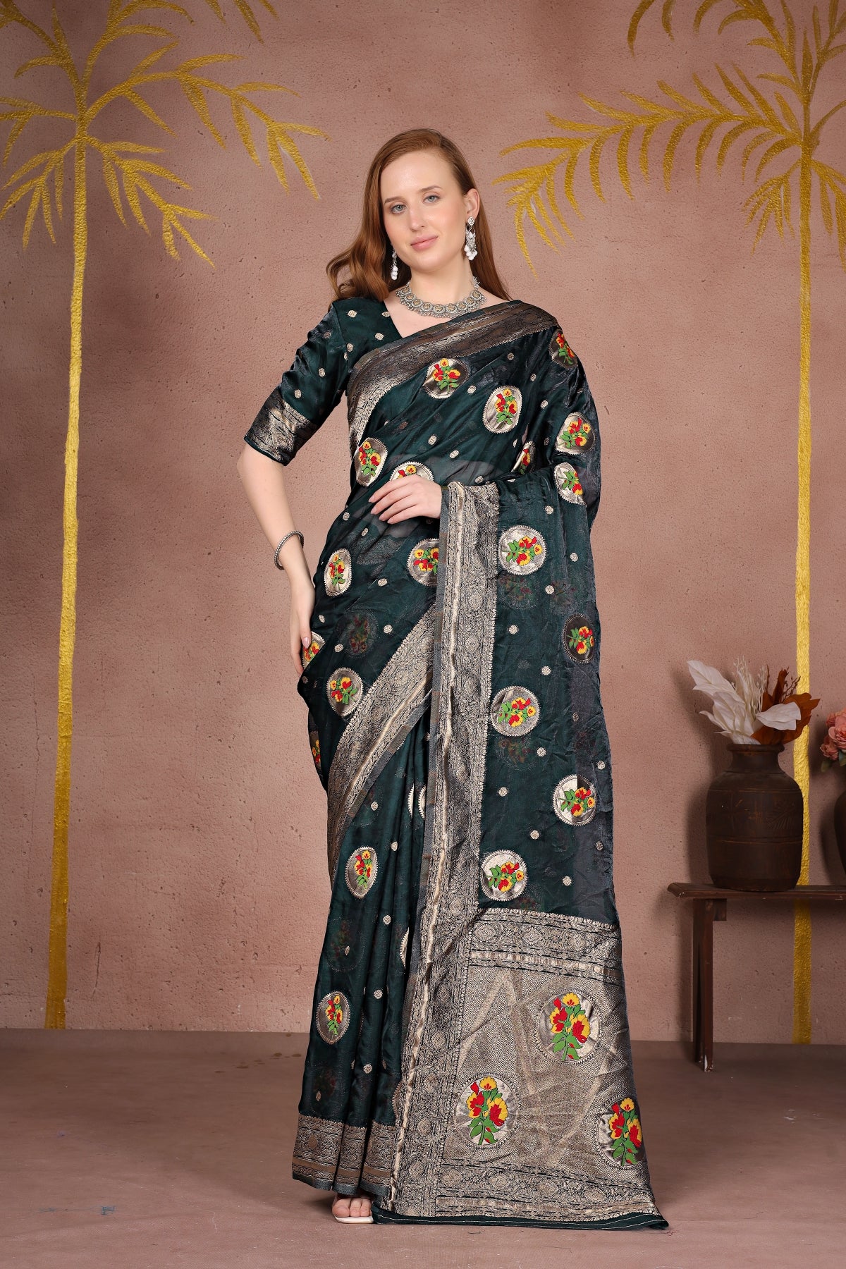 Saumyani Fashion Glow Tissue Silk Wedding Wear And Party Wear Saree For Women