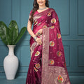 Saumyani Fashion Glow Tissue Silk Wedding Wear And Party Wear Saree For Women