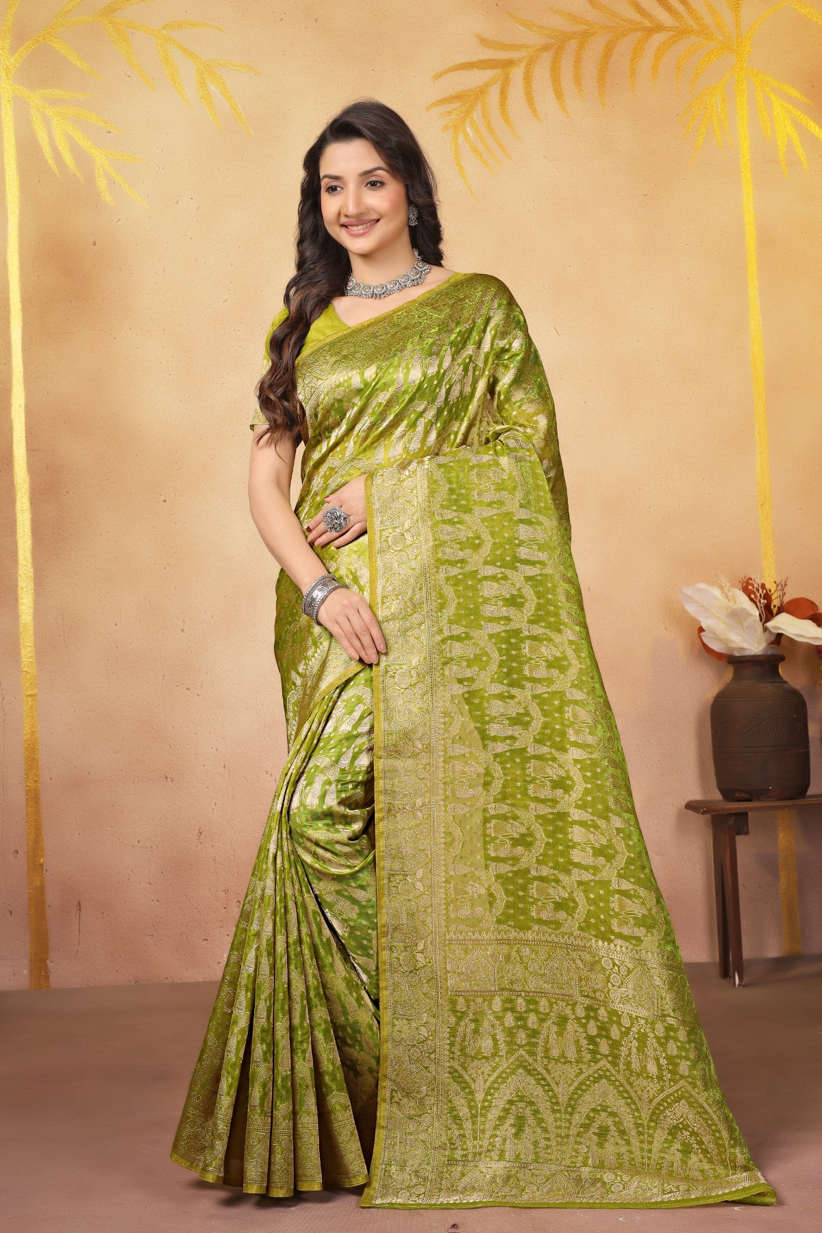 Saumyani Fashion Manvi  Orgenza Silk Wedding Wear And Party Wear Saree For Women