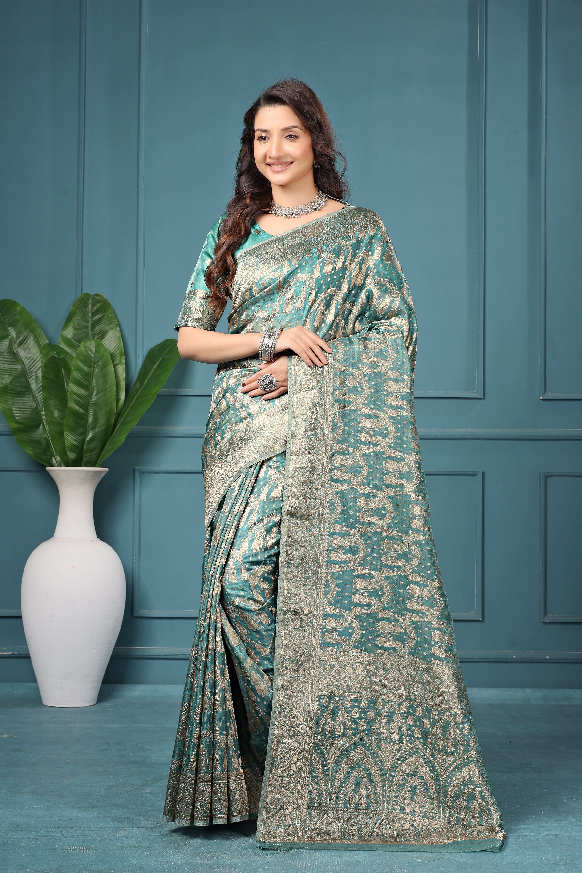 Saumyani Fashion Manvi  Orgenza Silk Wedding Wear And Party Wear Saree For Women