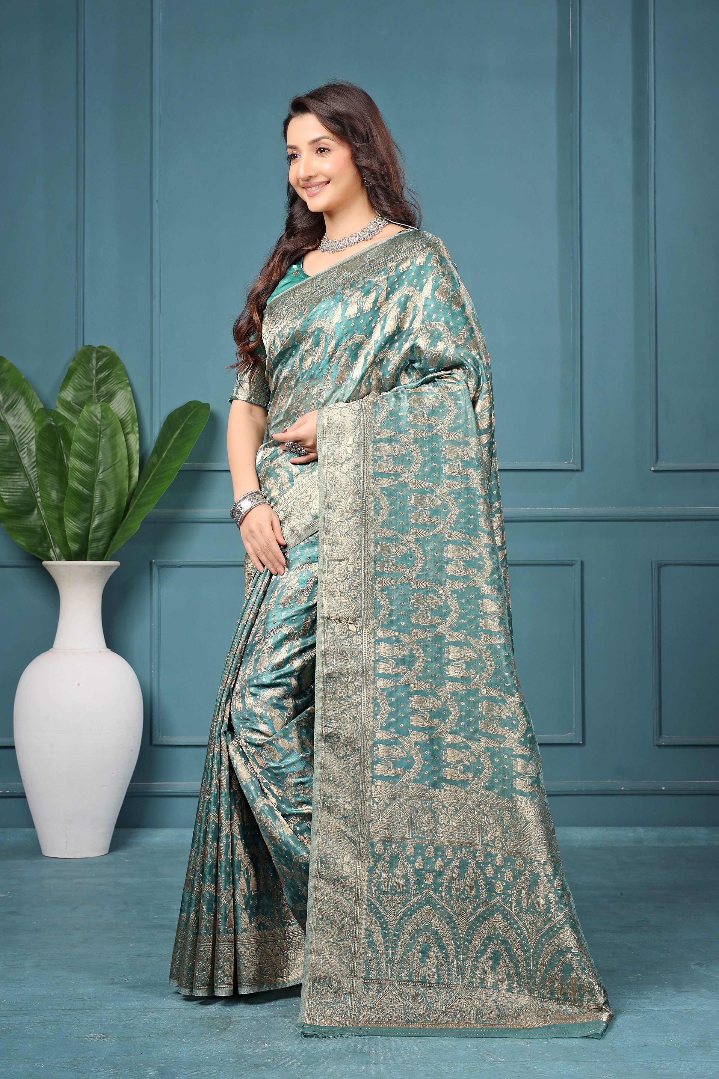 Saumyani Fashion Manvi  Orgenza Silk Wedding Wear And Party Wear Saree For Women