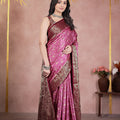 Saumyani Fashion  Princess Pink Banarasi Wedding Wear Silk Saree For Women