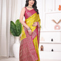Saumyani Fashion Ragini Lime Pink Heavy Boarder And Pallu Banarasi Wedding Wear  Silk Saree