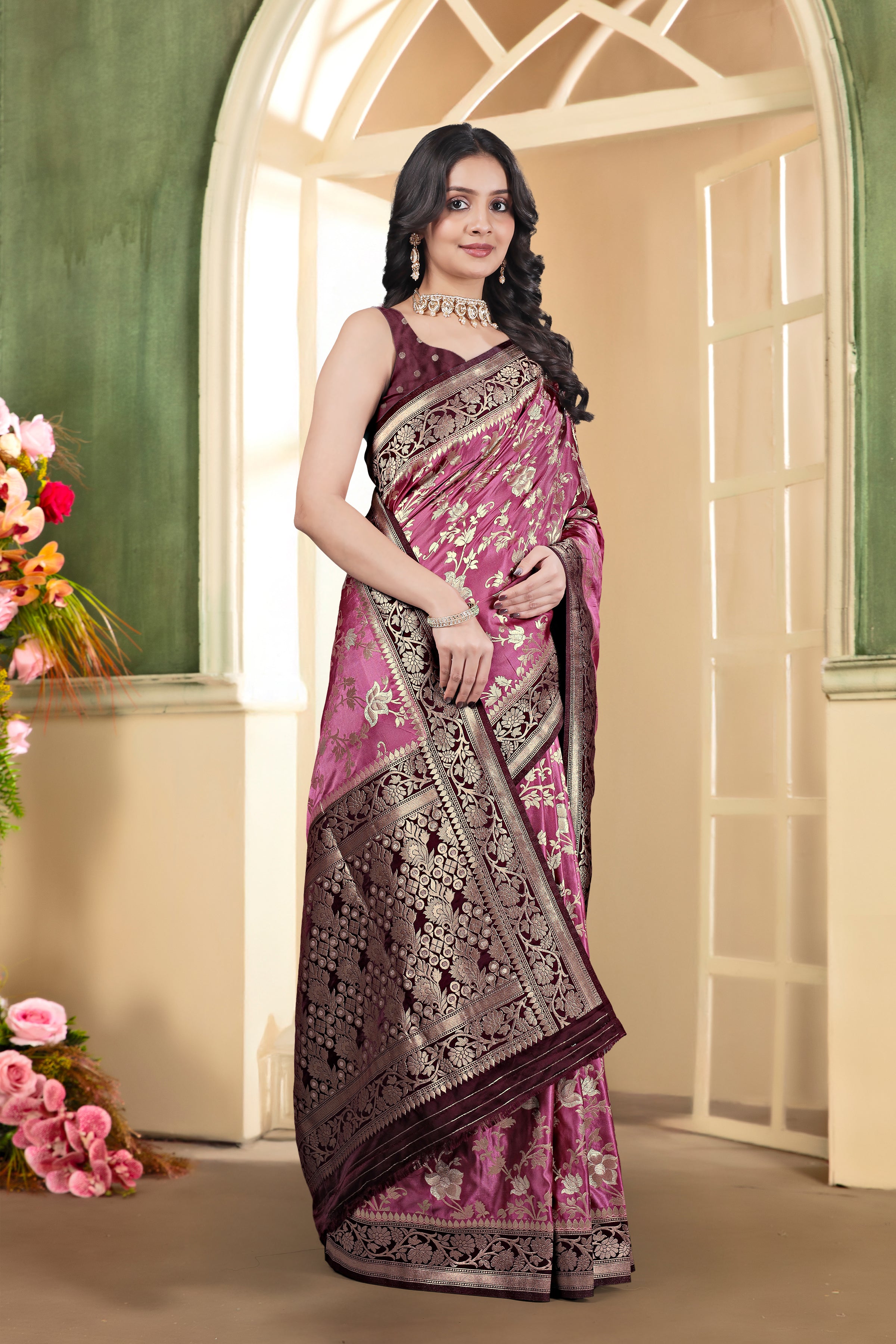 Antique Gold Jari Silk Saree