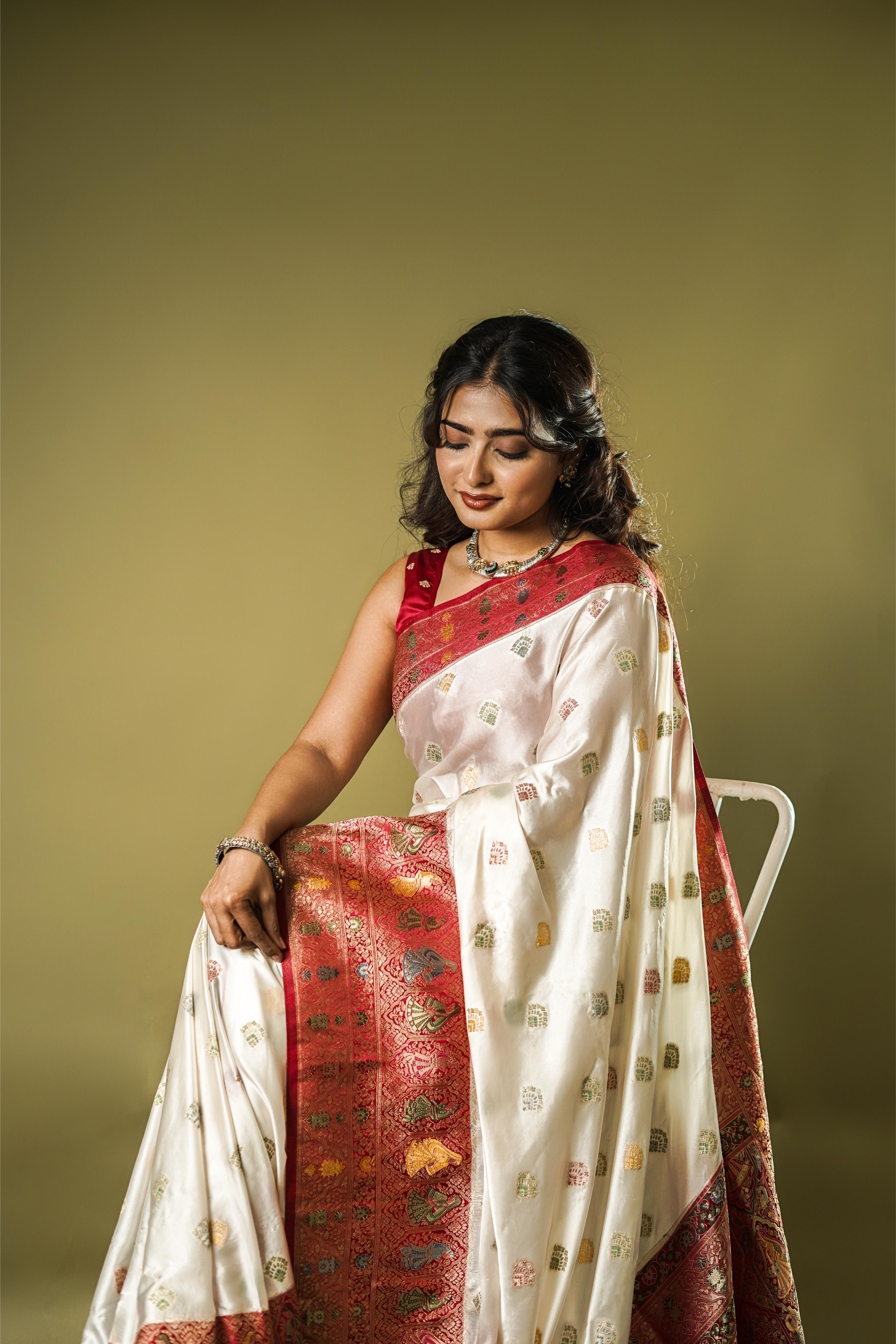 Saumyani Fashion Kanchipudi kalamkari kanjivaram silk Party Wear saree For Women