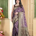 Saumyani Fashion Royal Purple Banarasi Wedding Wear And Prty Wear  Silk Saree For Women