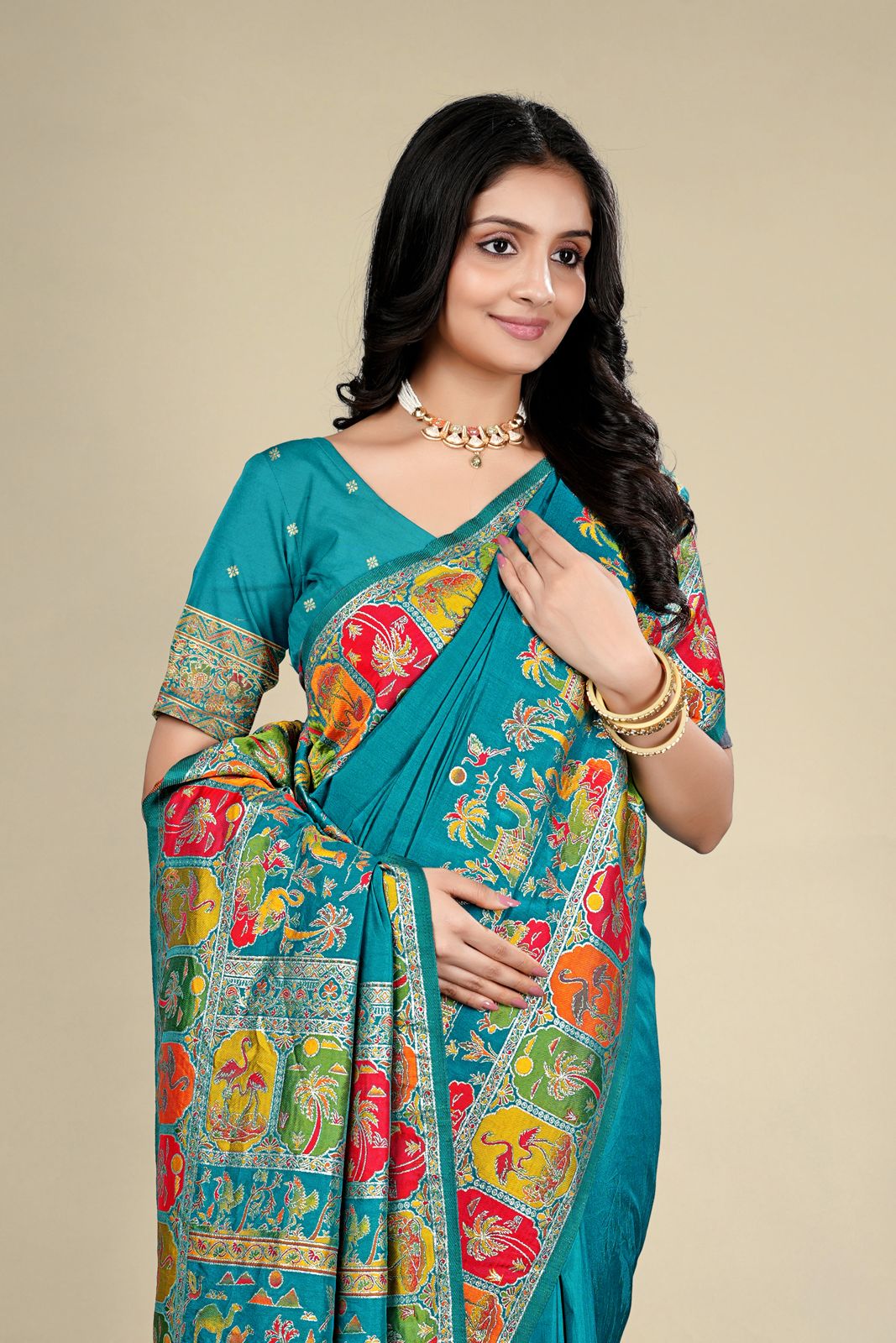 Saumyani Fashion Prihna Pushmina Silk Wedding Wear And Party Wear Saree For Women