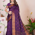 Saumyani Fashion Litchi Silk Purple saree Wedding Wear,Festival wear Saree For Women