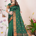 Saumyani Fashion Litchi Silk Green saree Wedding Wear,Festival wear Saree For Women