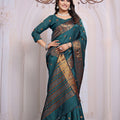 Saumyani Fashion Litchi Silk Blue saree Wedding Wear,Festival wear Saree For Women