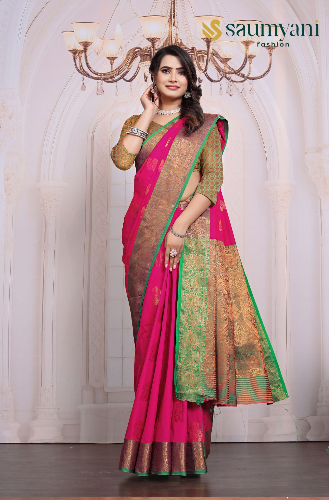 Saumyani Fashion South Indian Silk Red saree Wedding Wear,Festival wear Saree For Women
