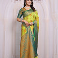 Saumyani Fashion South Indian Silk Lemon Yellow saree Wedding Wear,Festival wear Saree For Women