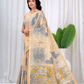 Saumyani Fashion Cotton Silk Grey Fancy saree Wedding Wear,Festival wear Saree For Women