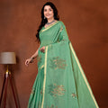 Saumyani Fashion Cotton Silk Green Fancy Saree Wedding Wear,Festival wear Saree For Women