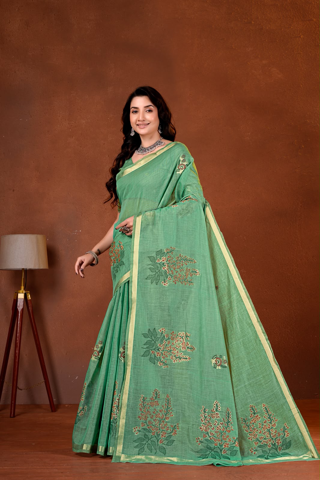 Saumyani Fashion Cotton Silk Green Fancy Saree Wedding Wear,Festival wear Saree For Women