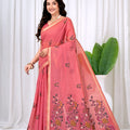 Saumyani Fashion Cotton Silk Pink Fancy Saree Wedding Wear,Festival wear Saree For Women