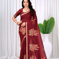 Saumyani Fashion Cotton Silk Maroon Fancy Saree Wedding Wear,Festival wear Saree For Women