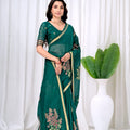 Saumyani Fashion Cotton Silk Green Fancy Saree Wedding Wear,Festival wear Saree For Women