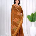 Saumyani Fashion Cotton Silk Brown Fancy Saree Wedding Wear,Festival wear Saree For Women