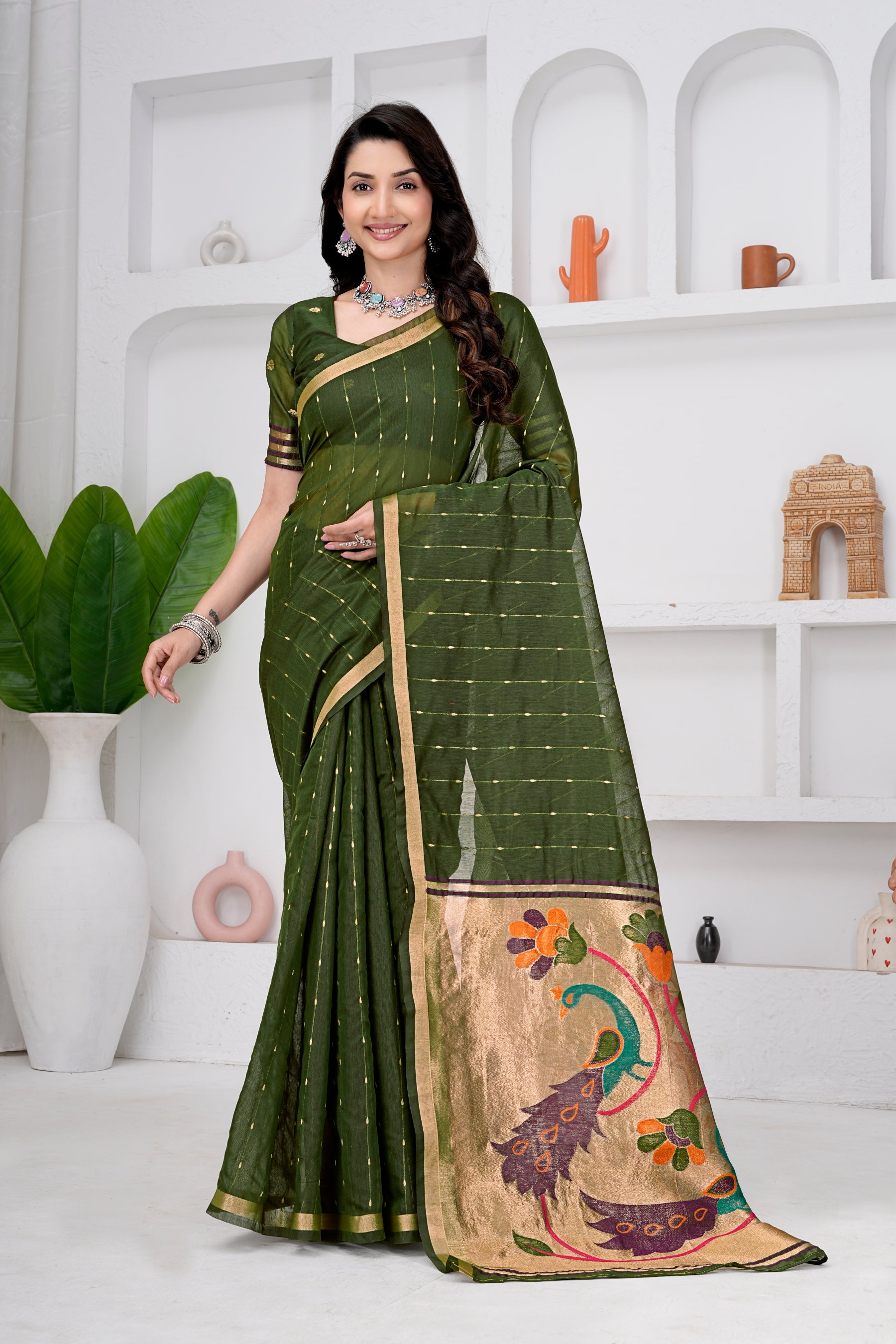 Saumyani Fashion Cotton Silk Jamdani saree Wedding Wear,Festival wear Saree For Women