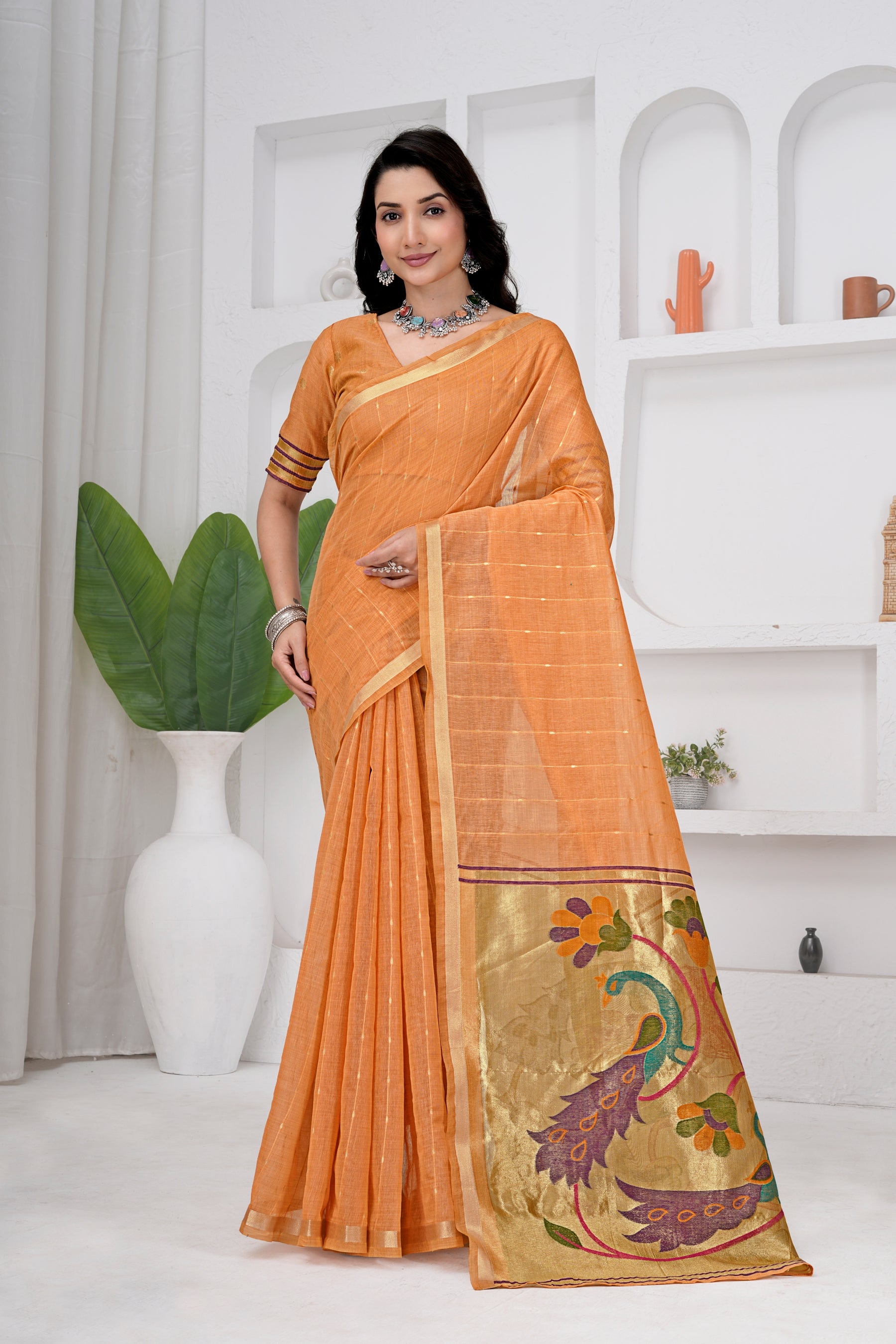 Saumyani Fashion Cotton Silk Jamdani saree Wedding Wear,Festival wear Saree For Women