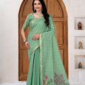 Saumyani Fashion Cotton Silk Parrot Green Jamdani saree Wedding Wear,Festival wear Saree For Women